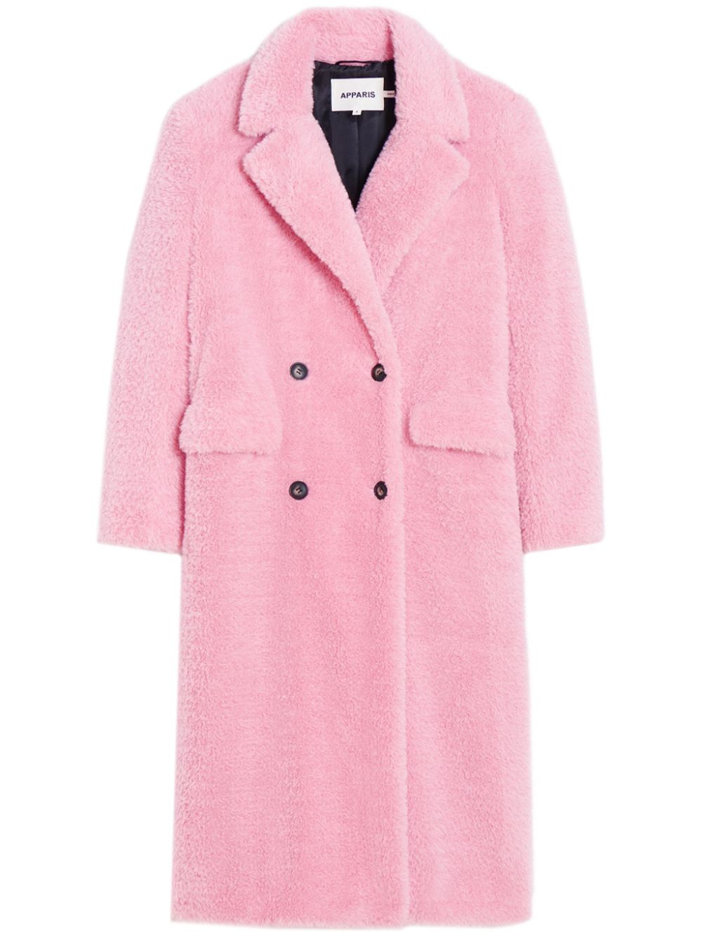 Astrid faux-fur double-breasted coat - Black