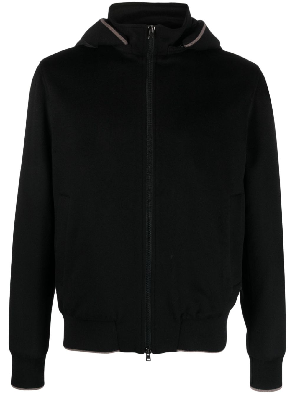 Panelled hooded down jacket - Black