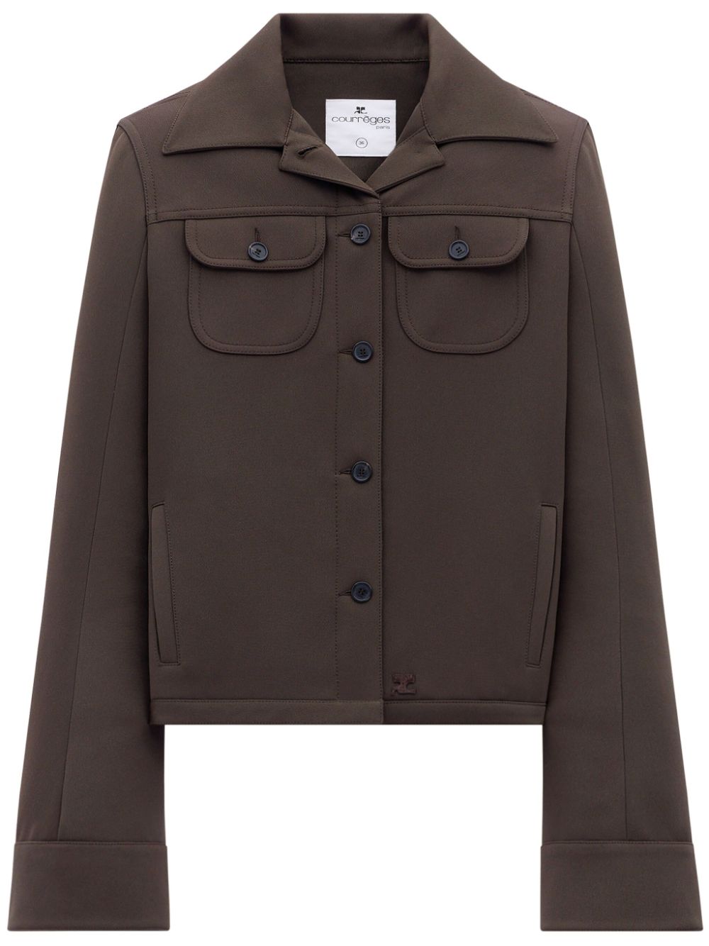 Single-breasted twill jacket - Brown