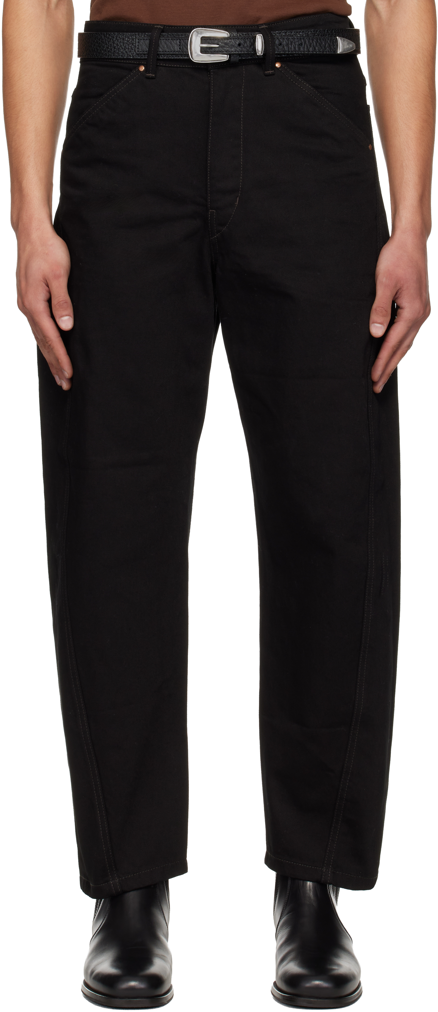 Black Twisted Workwear Jeans