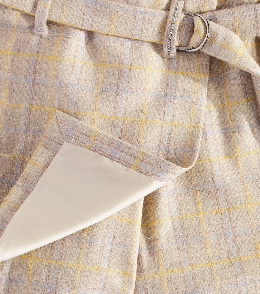 Wool-blend flannel skort