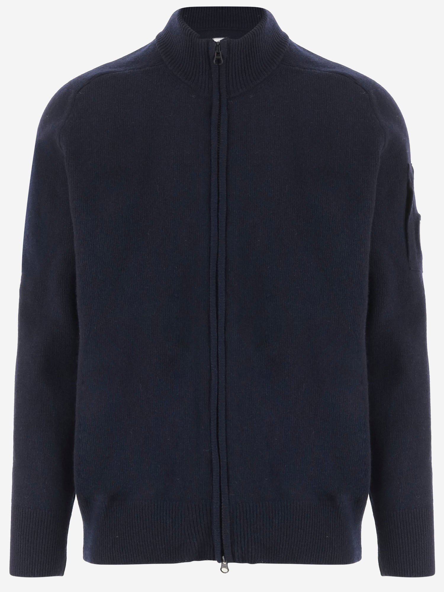 Wool-Blend Zip-Front Cardigan — Navy