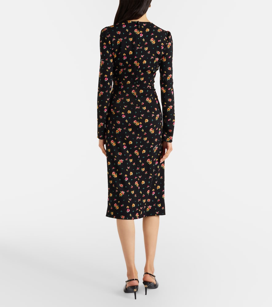 Floral silk-blend midi dress