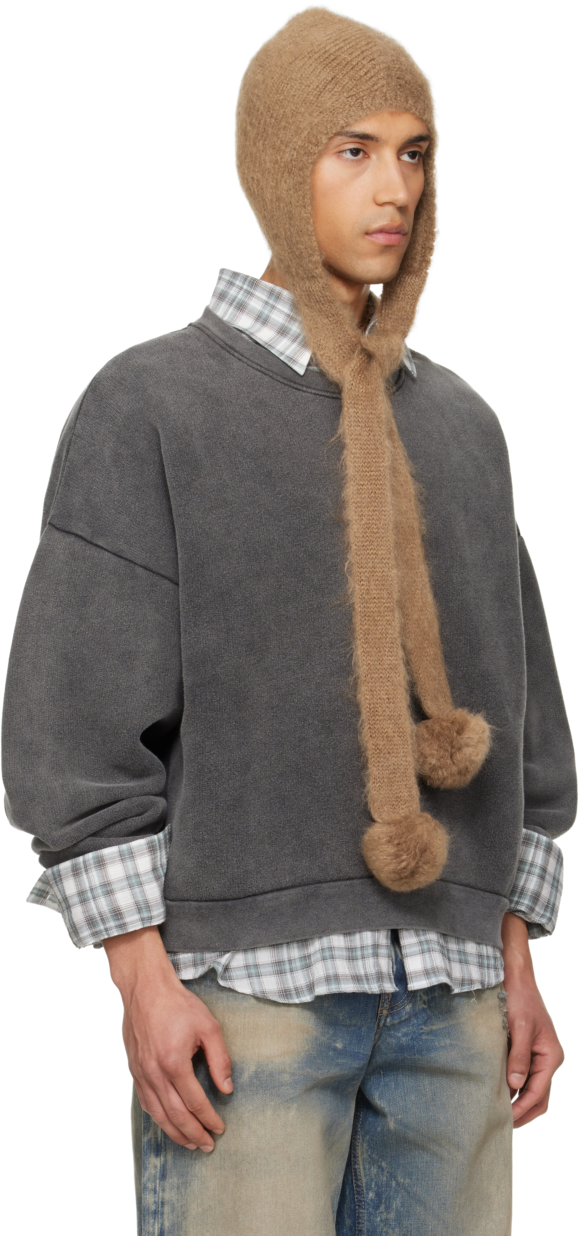 Tan Mohair Earflap Hood