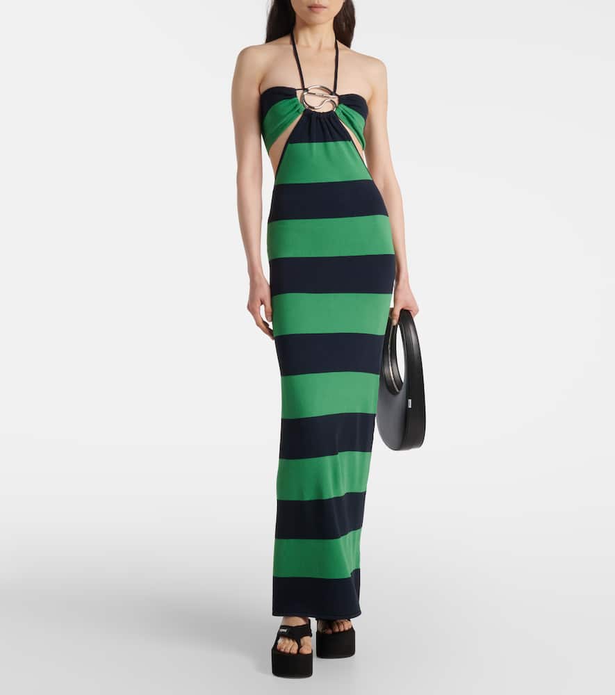 Cutout striped maxi dress