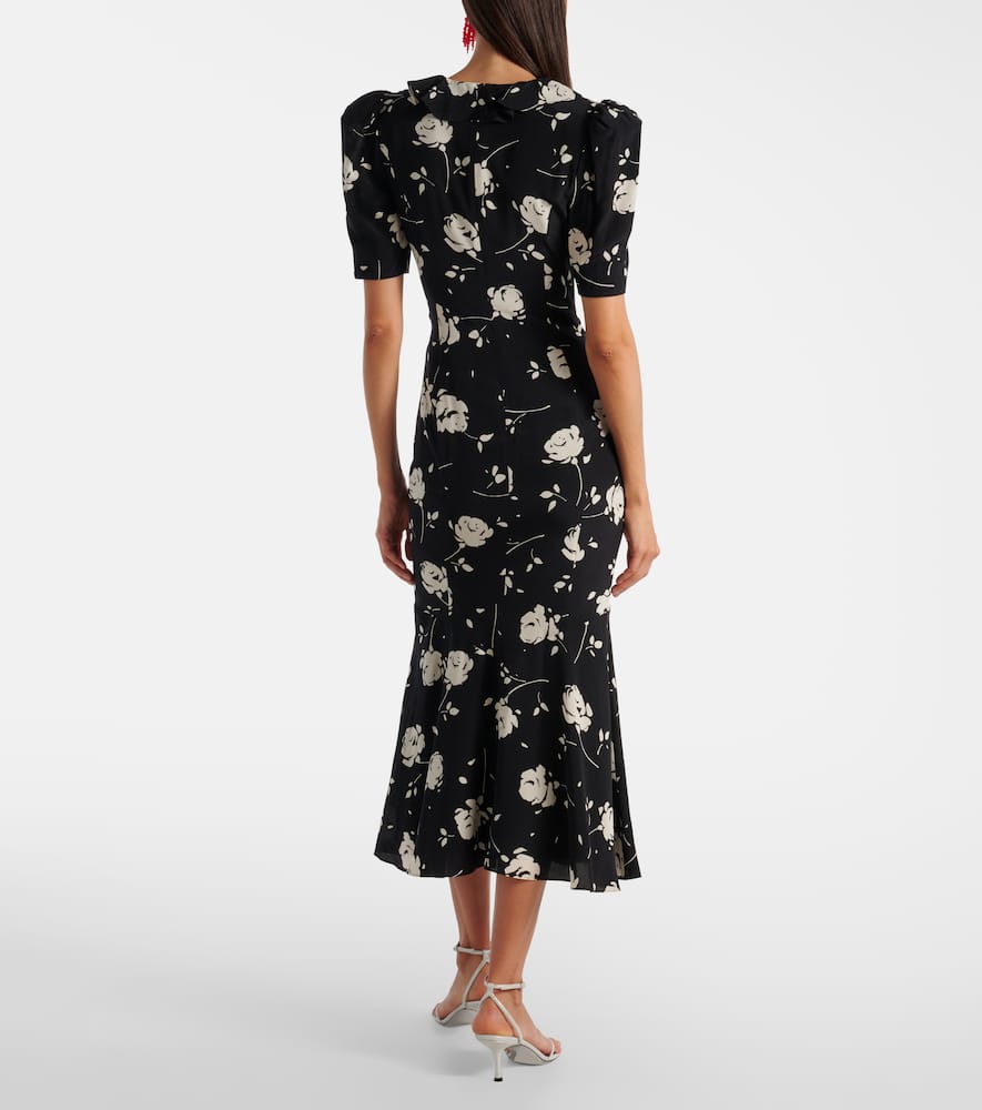 Floral printed silk midi dress