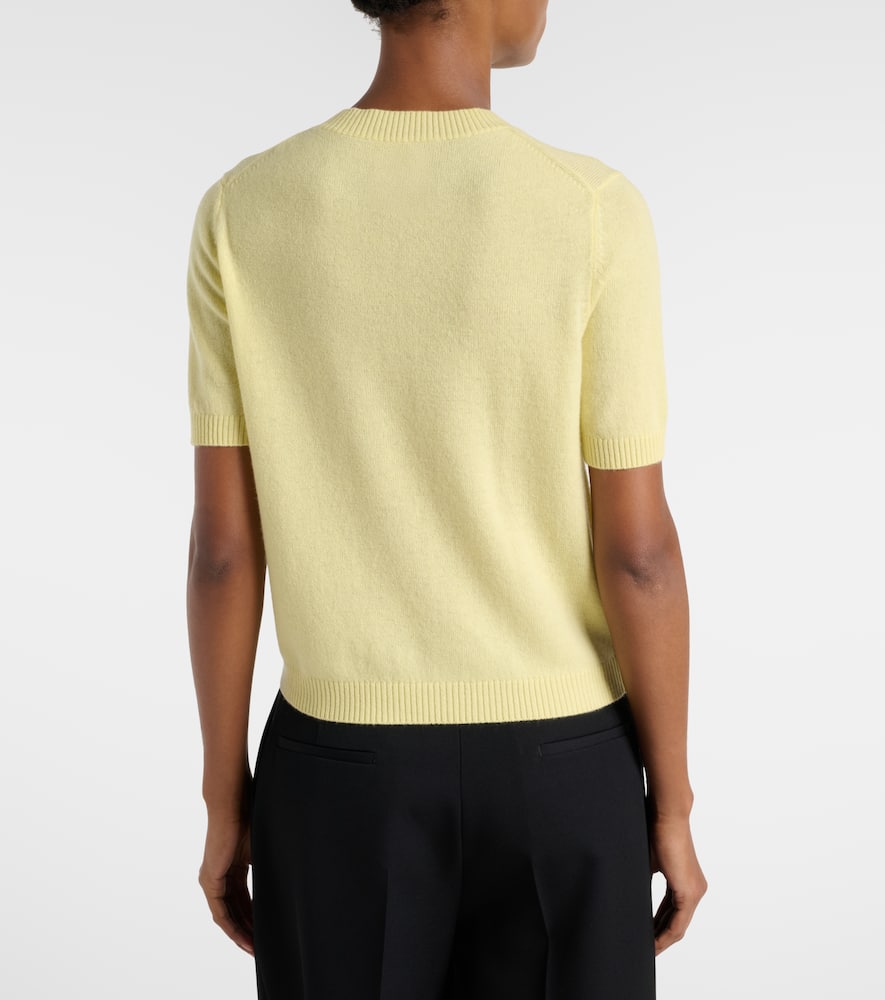 Floral-appliqué cashmere and wool sweater