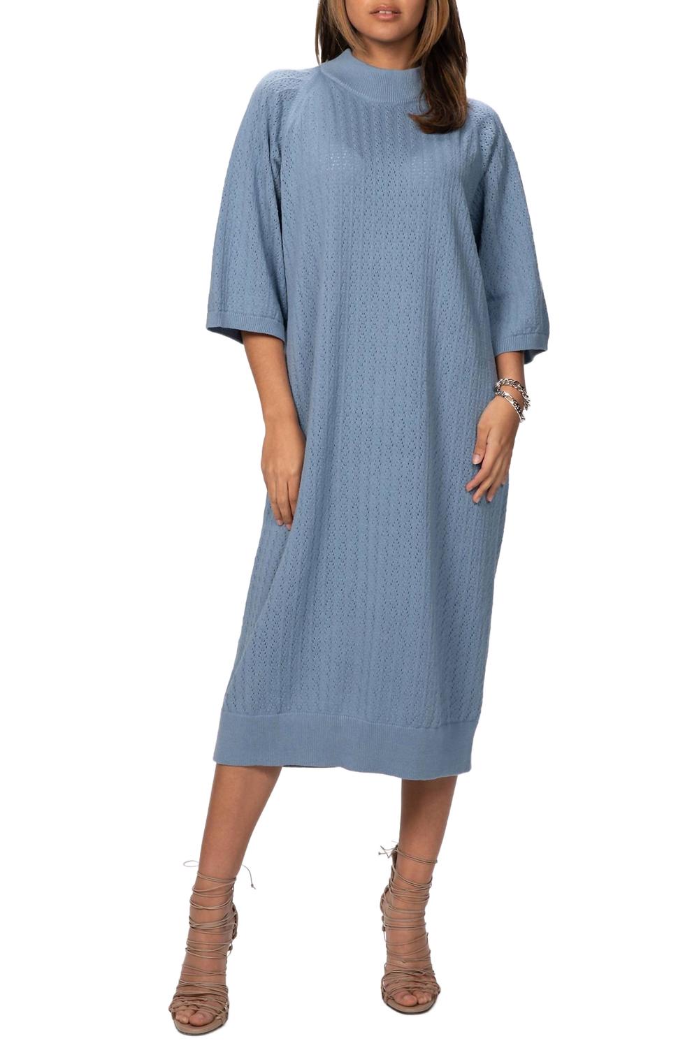 Lace Dress In Faded Denim