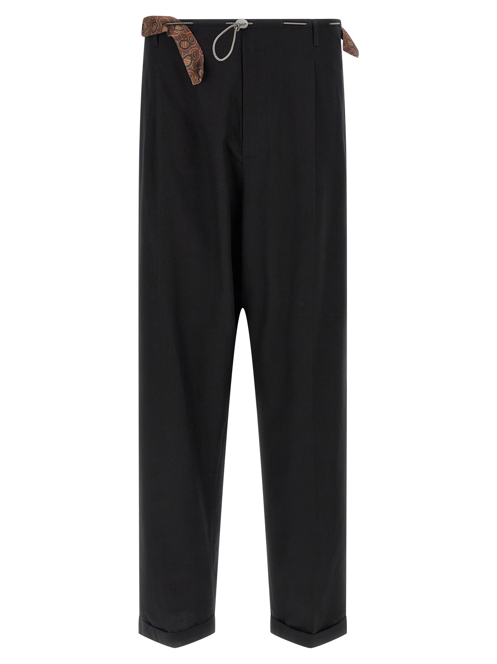 Wide-Leg Cotton Trousers — Black