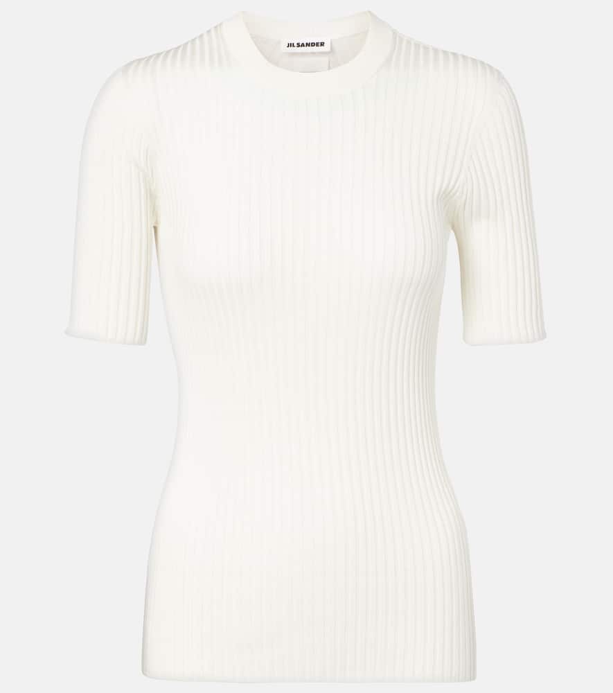 Ribbed-knit silk sweater
