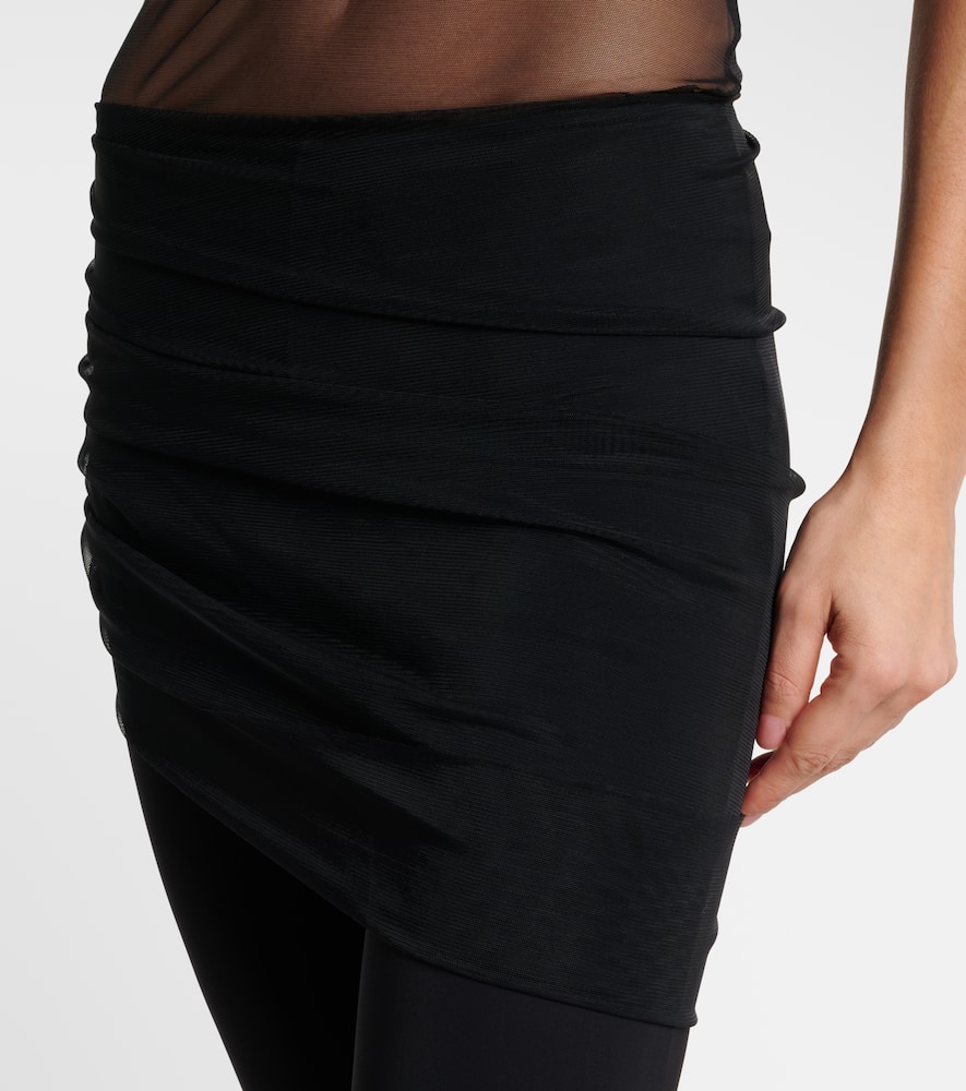 Cropped tulle-trimmed leggings