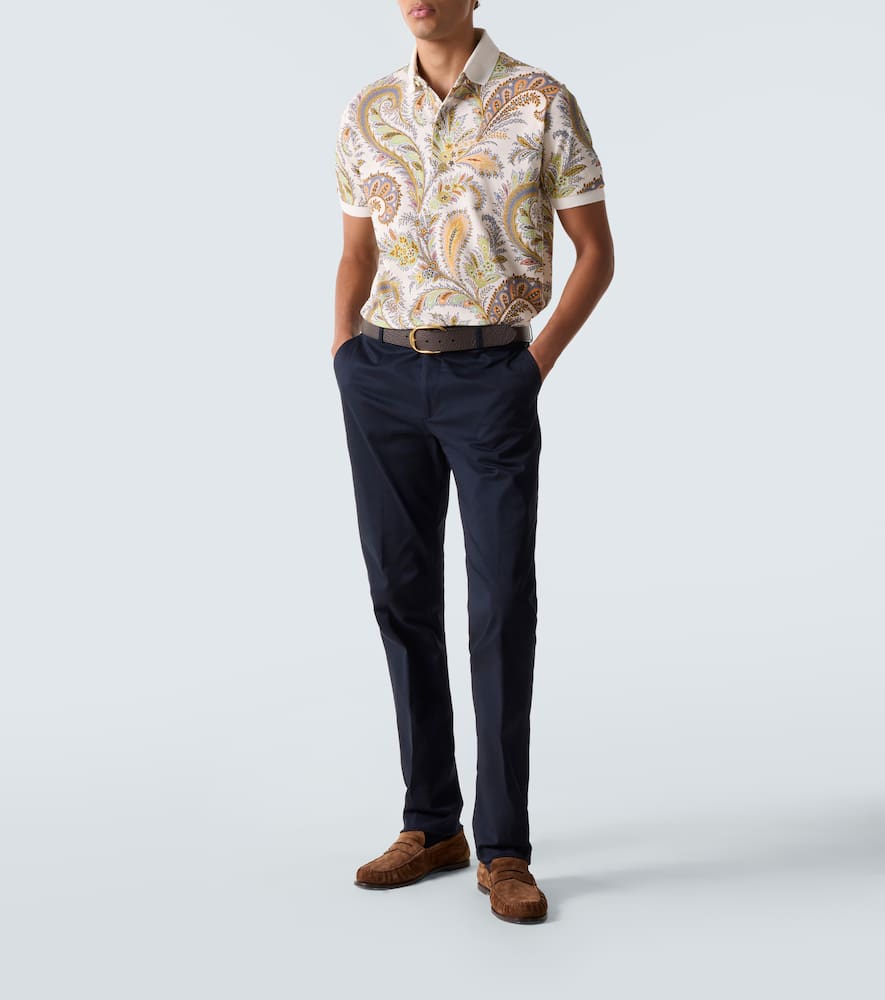 Paisley cotton piqué polo shirt