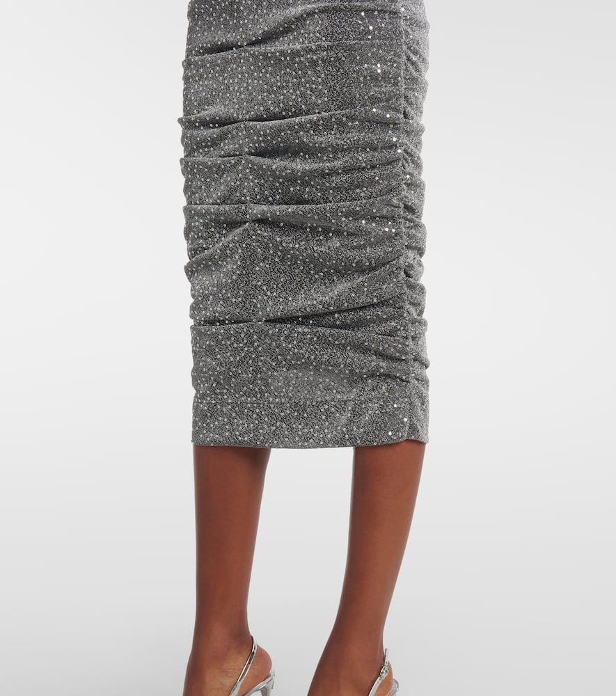 Sequined ruched midi dress