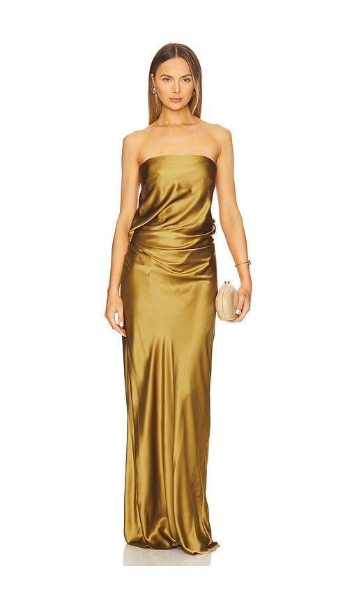 The Sei Draped Strapless Gown in Ballet - Pink. 2 also