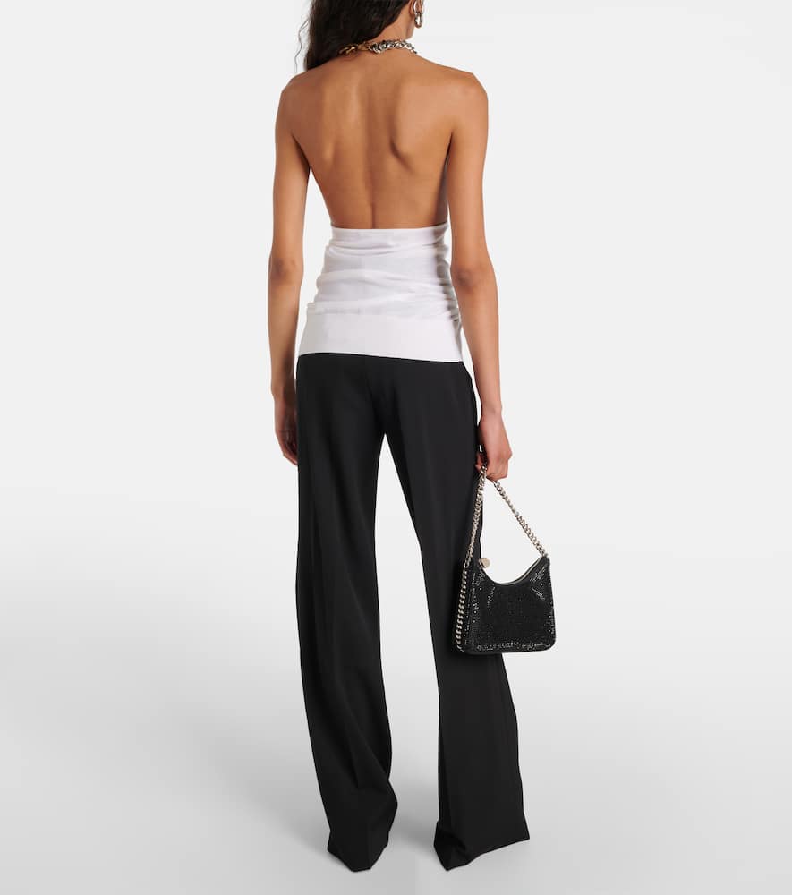 Embellished halterneck wool top