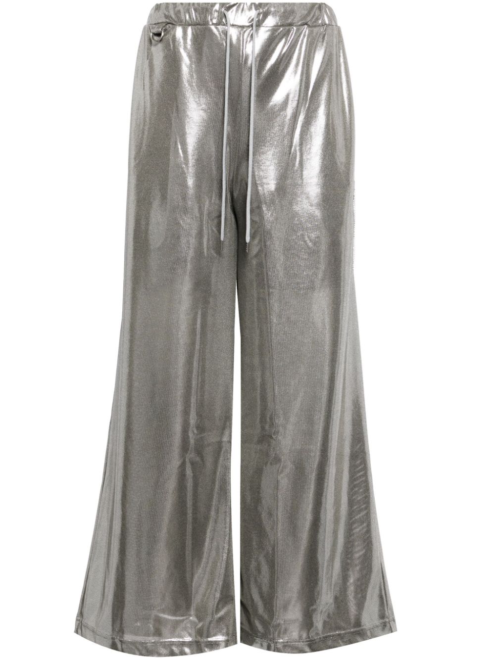 Metallic-finish wide-leg trousers - Silver