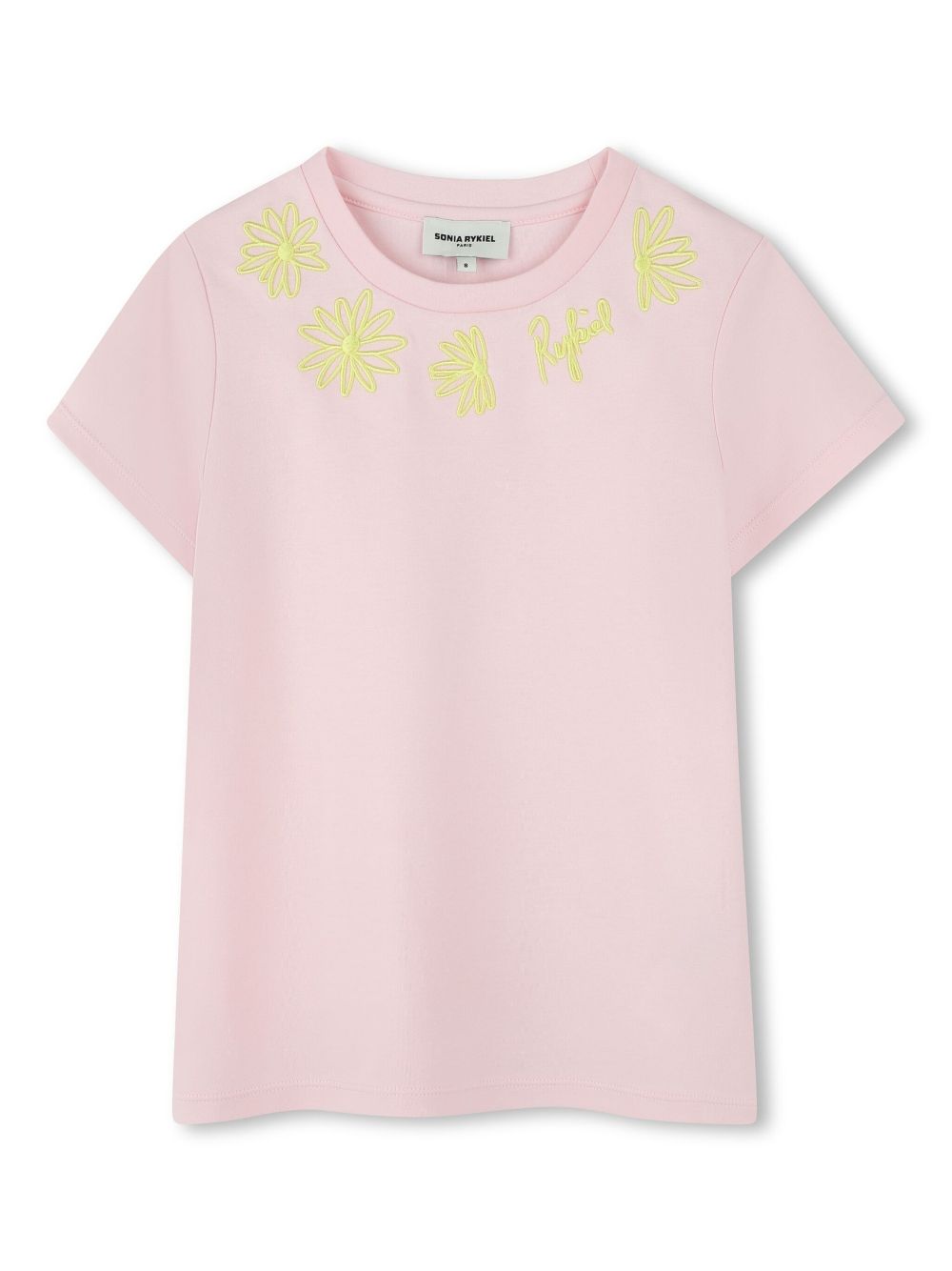 Flower embroidery T-shirt - Pink