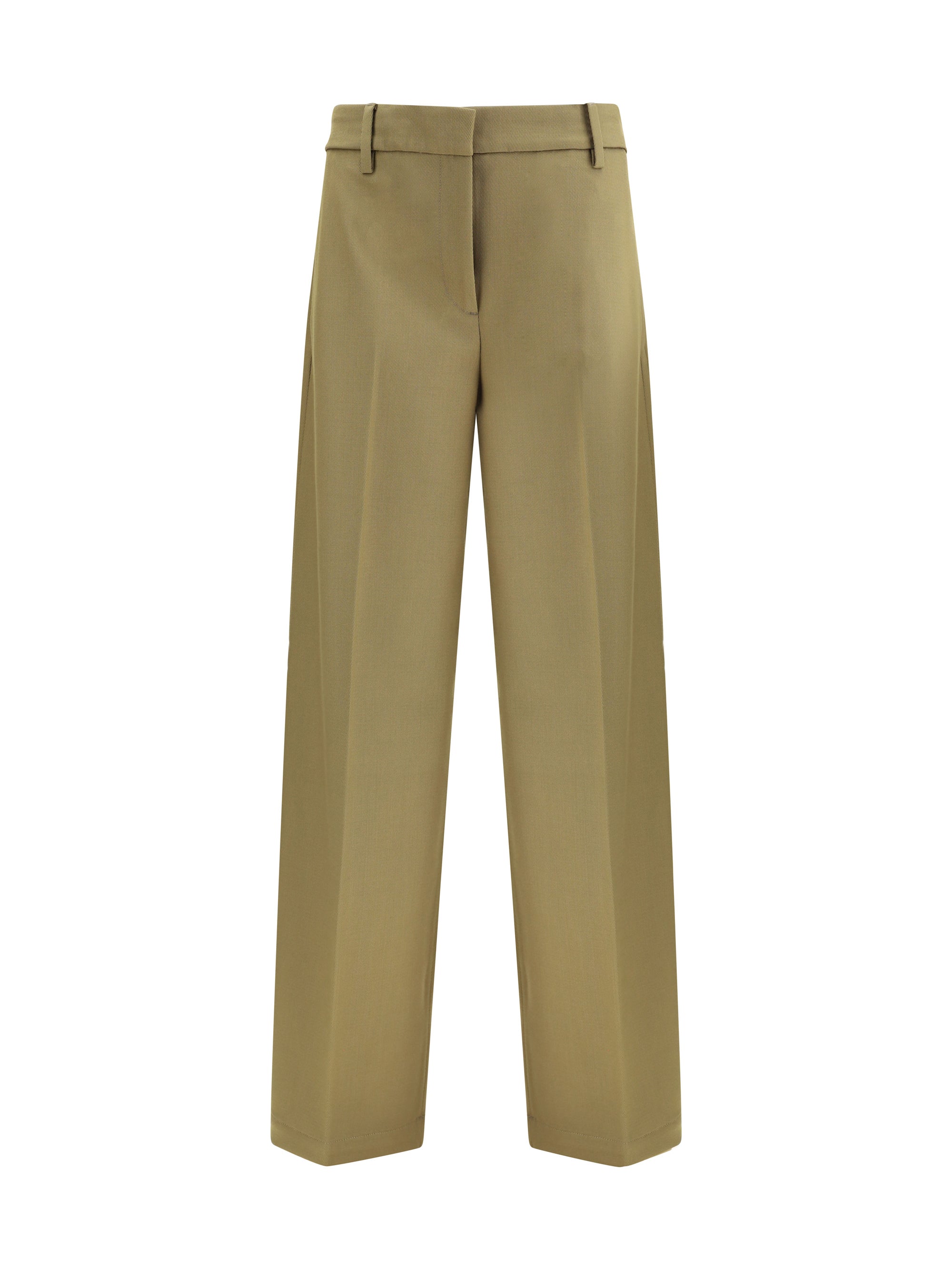 Virgin Wool Trousers — Olive