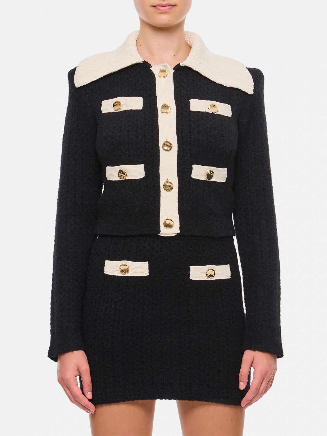 Contrast-trim cardigan - Black