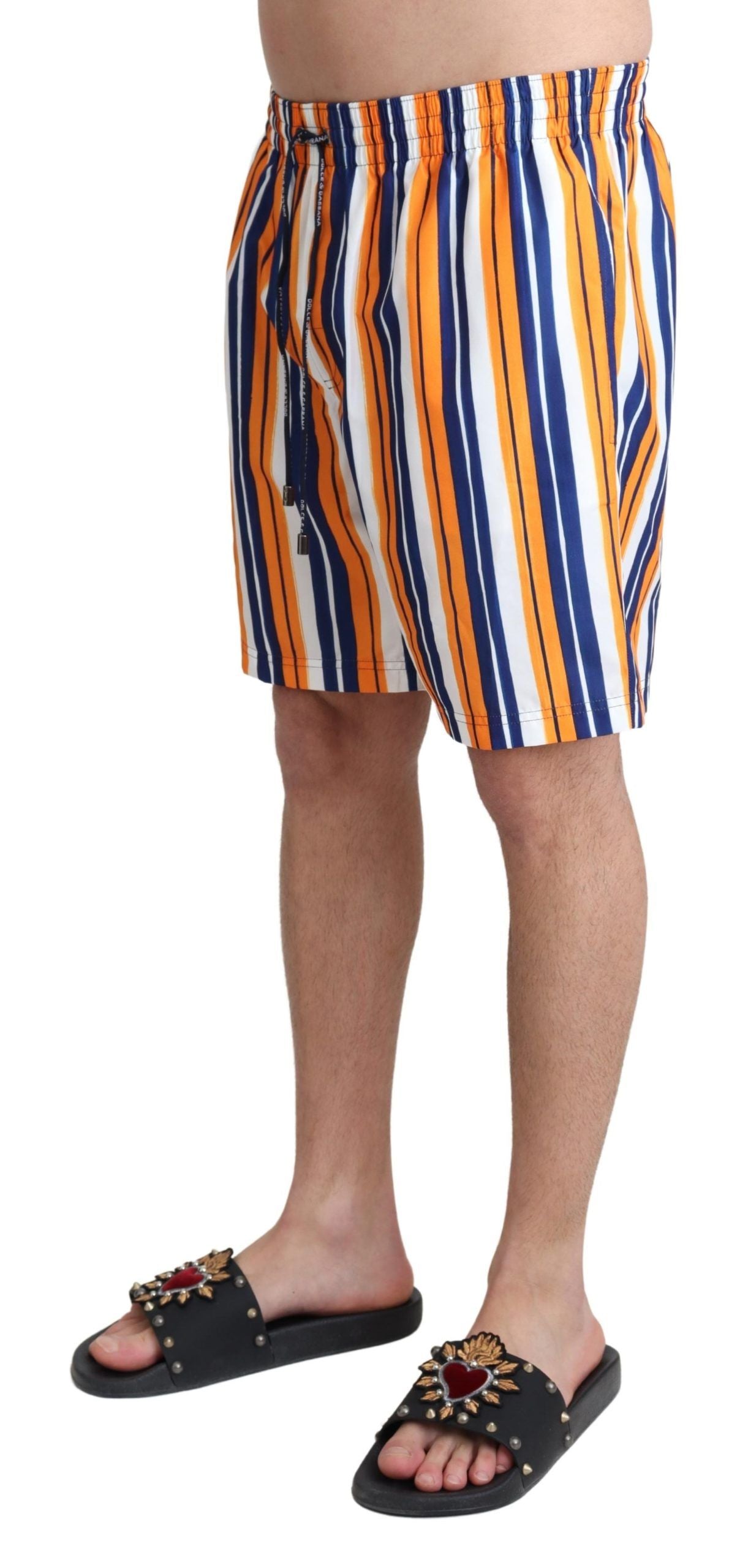 Striped Polyester Swim Shorts — Multicolor