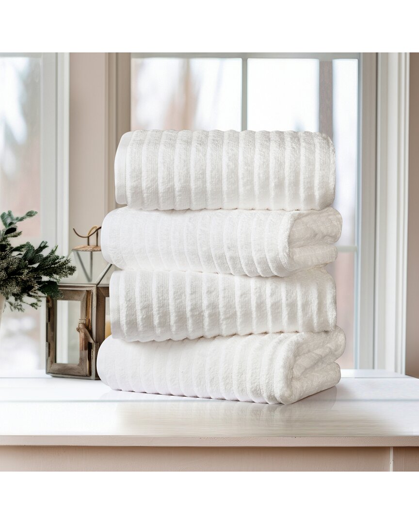 4-Pack Ribbed Egyptian Cotton Bath Towel Set