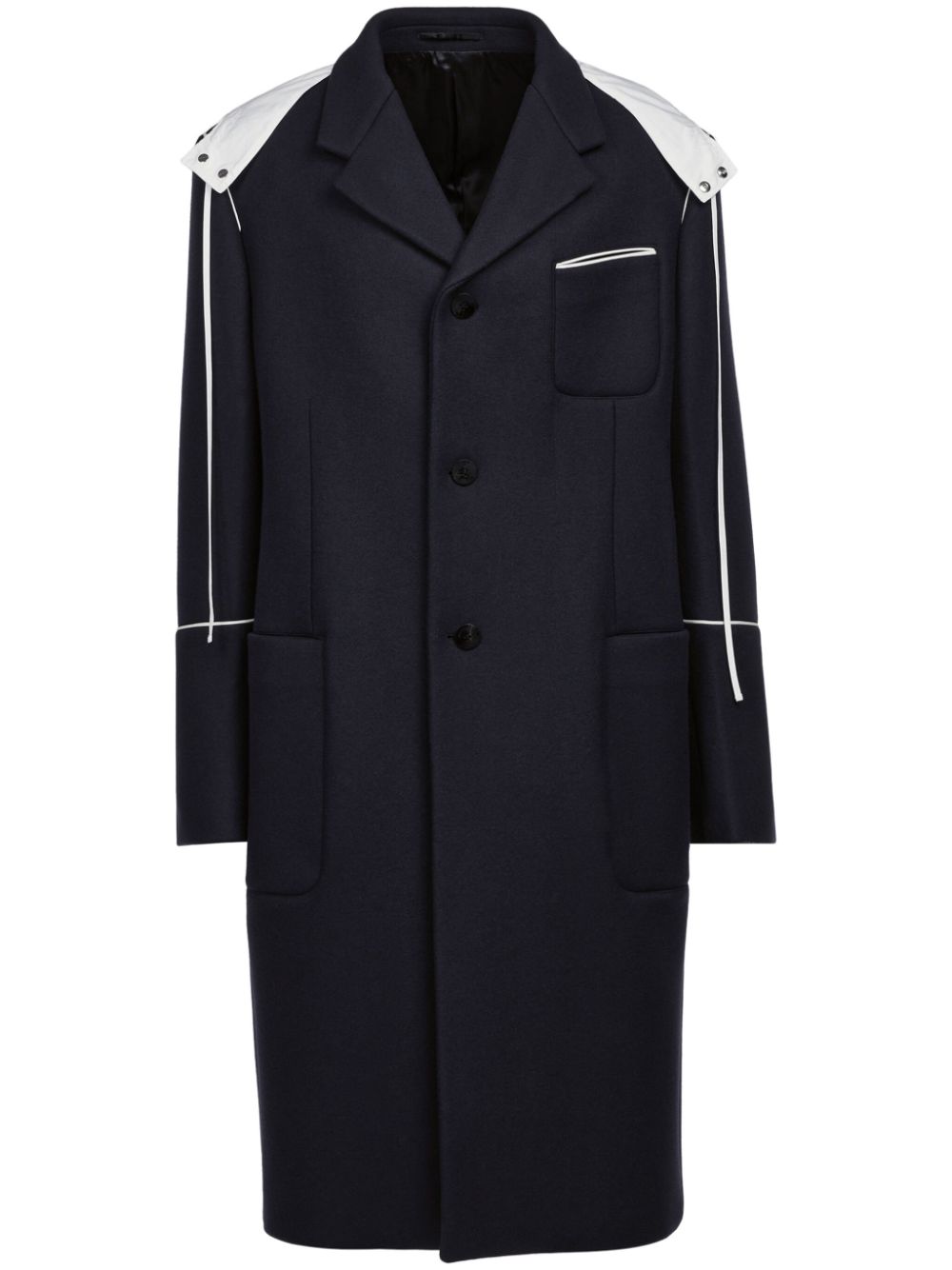 Single-breasted hooded coat - Blue