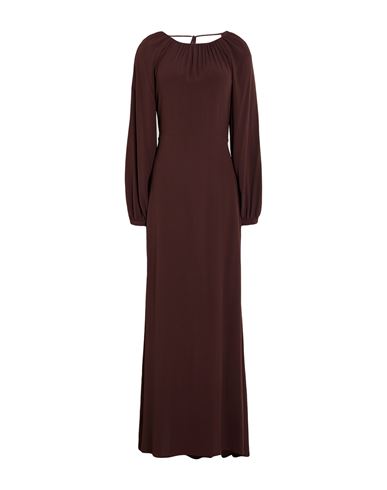Woman Maxi dress Chocolate brown Size 8 Acetate, Silk