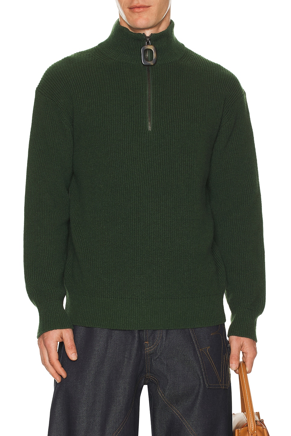 JW Anderson Half Zip Jumper in Dark Green