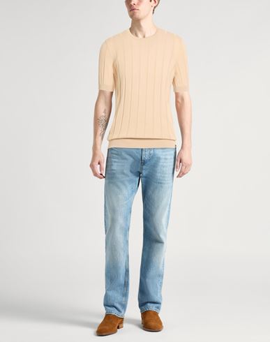 Man Sweater Sand Size 36 Cotton