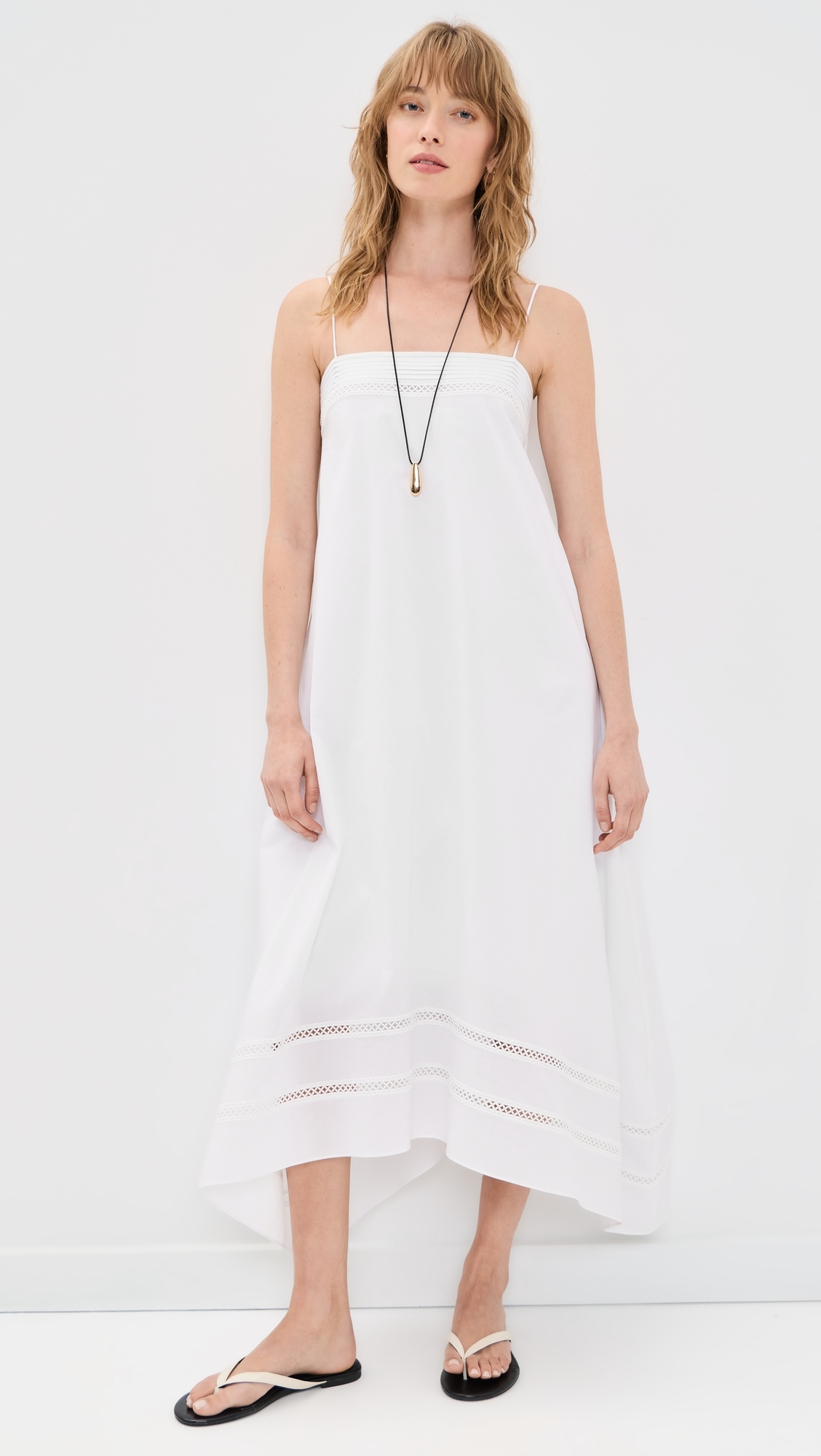 Square Neck Handkerchief Dress White