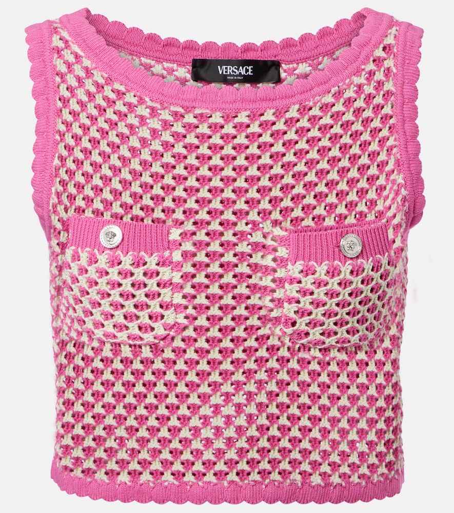 Crochet cotton-blend crop top