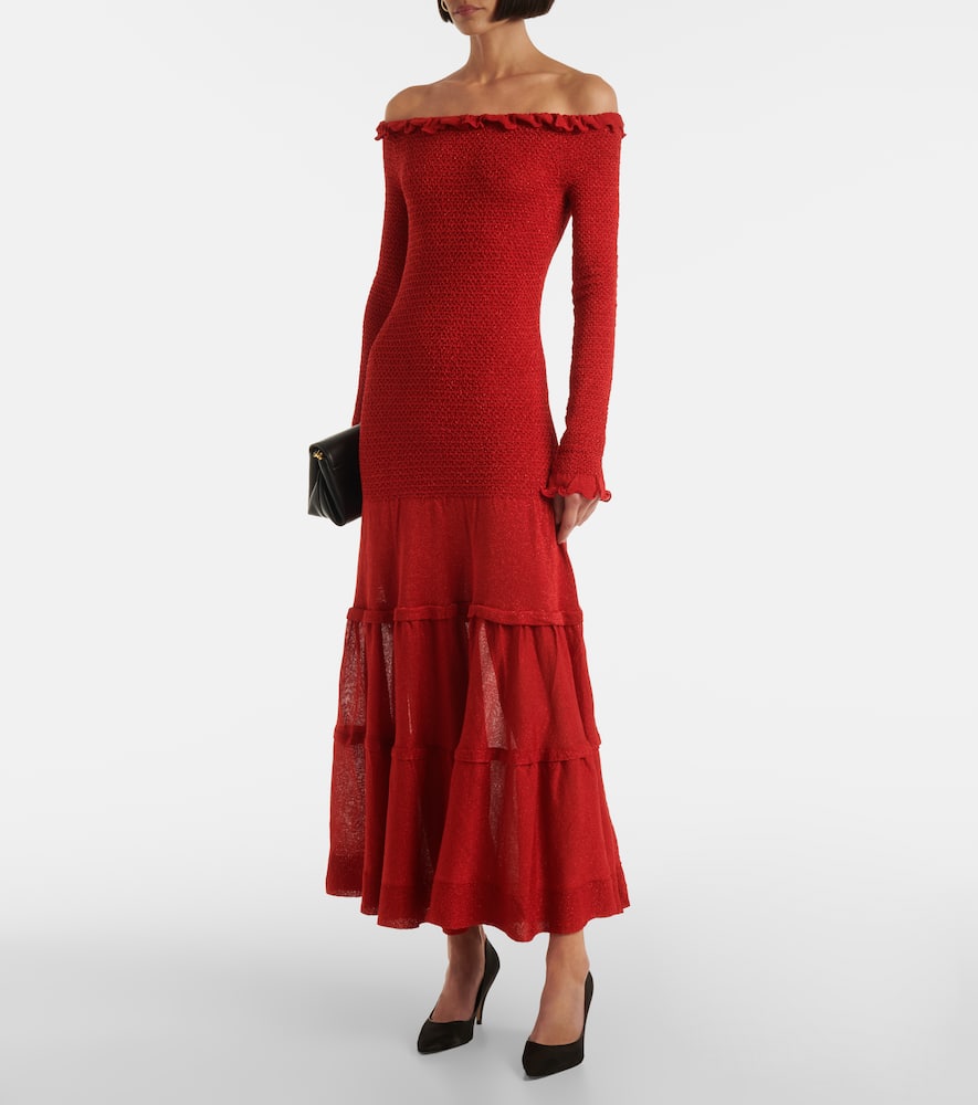 Polly off-shoulder jersey maxi dress
