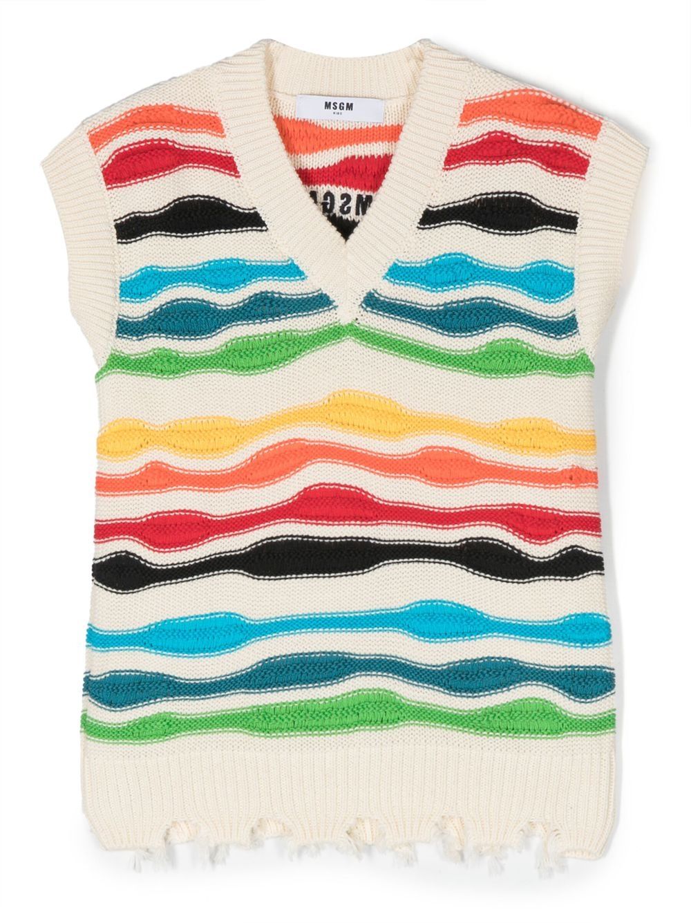 Multicolour distressed knitted vest - Neutrals