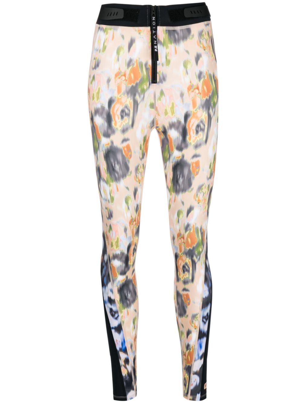 Graphic-print high-waisted leggings - Neutrals