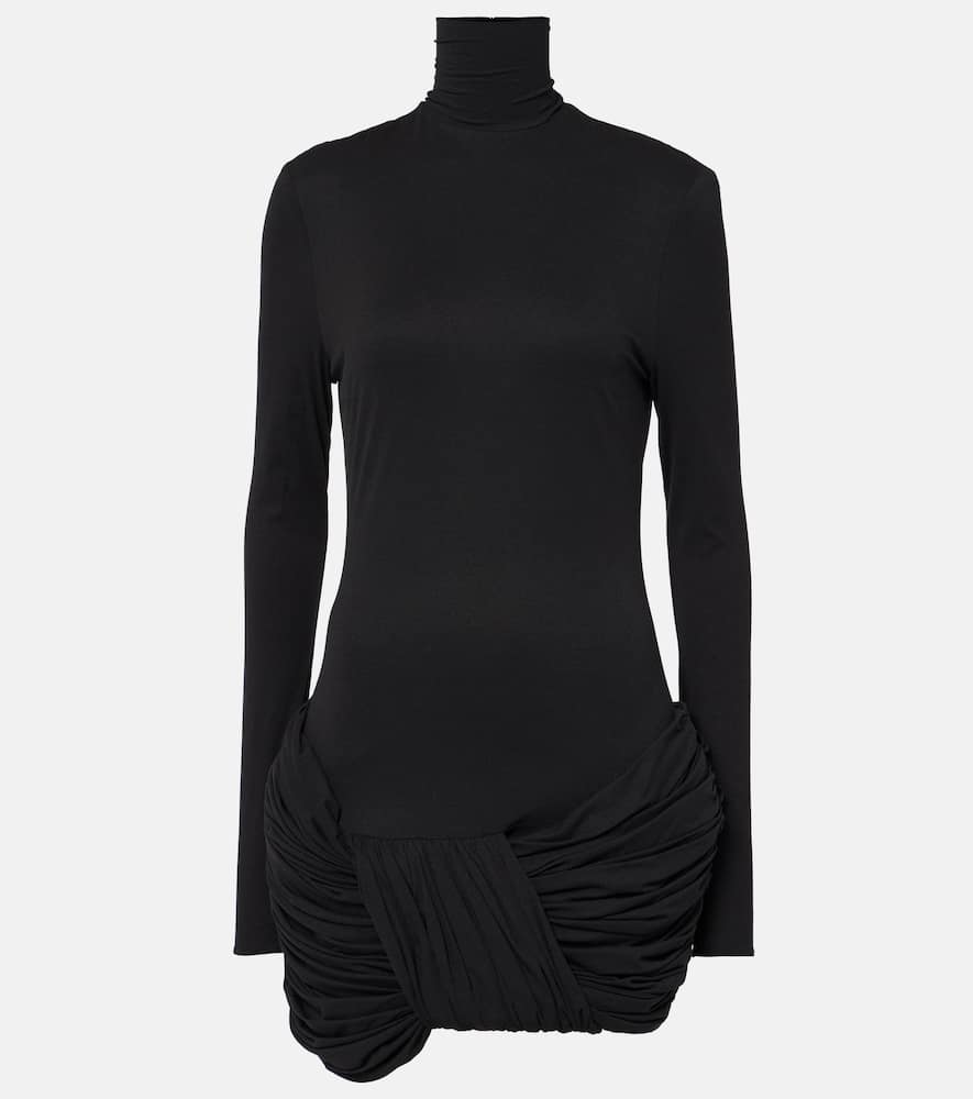 Ruched silk-blend minidress