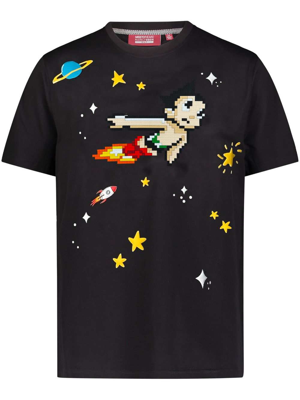 Astro boy 8-bit appliqué cotton t-shirt - Black