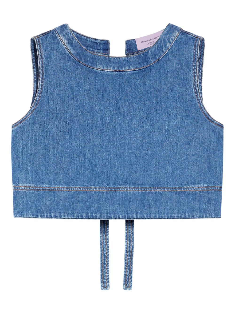 Denim back-tie crop top - Blue