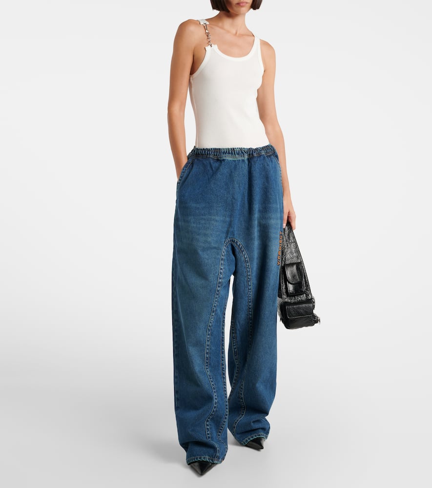Logo low-rise wide-leg jeans