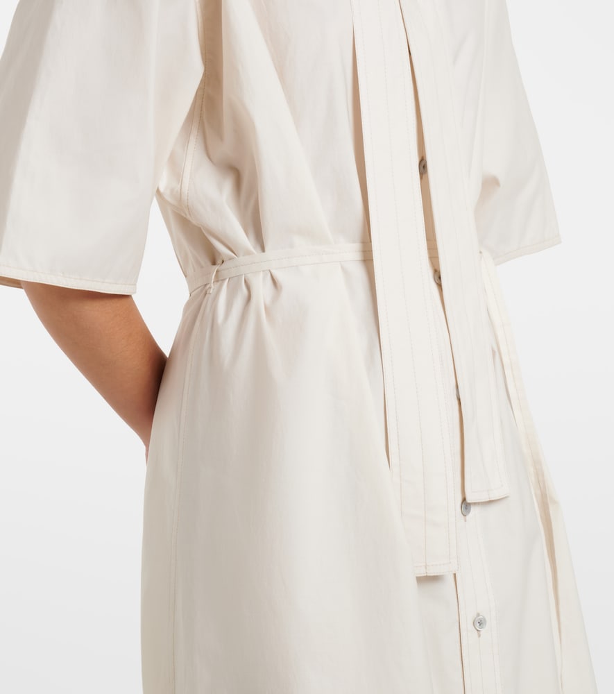 Tie-neck cotton and silk shirt dress