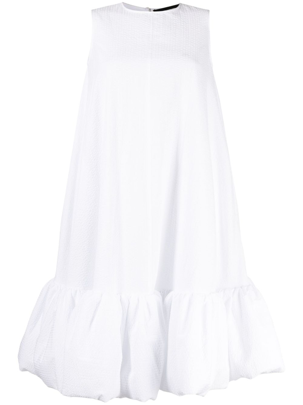 Puffball hem sleeveless cotton dress - White