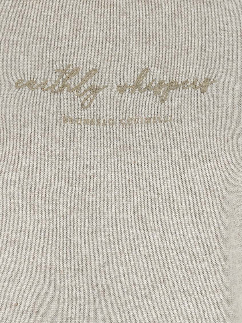 Embroidered roll-neck jumper - White