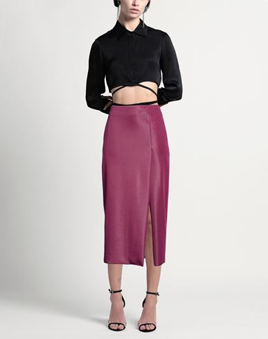 Woman Midi skirt Burgundy Size S Polyester, Cotton
