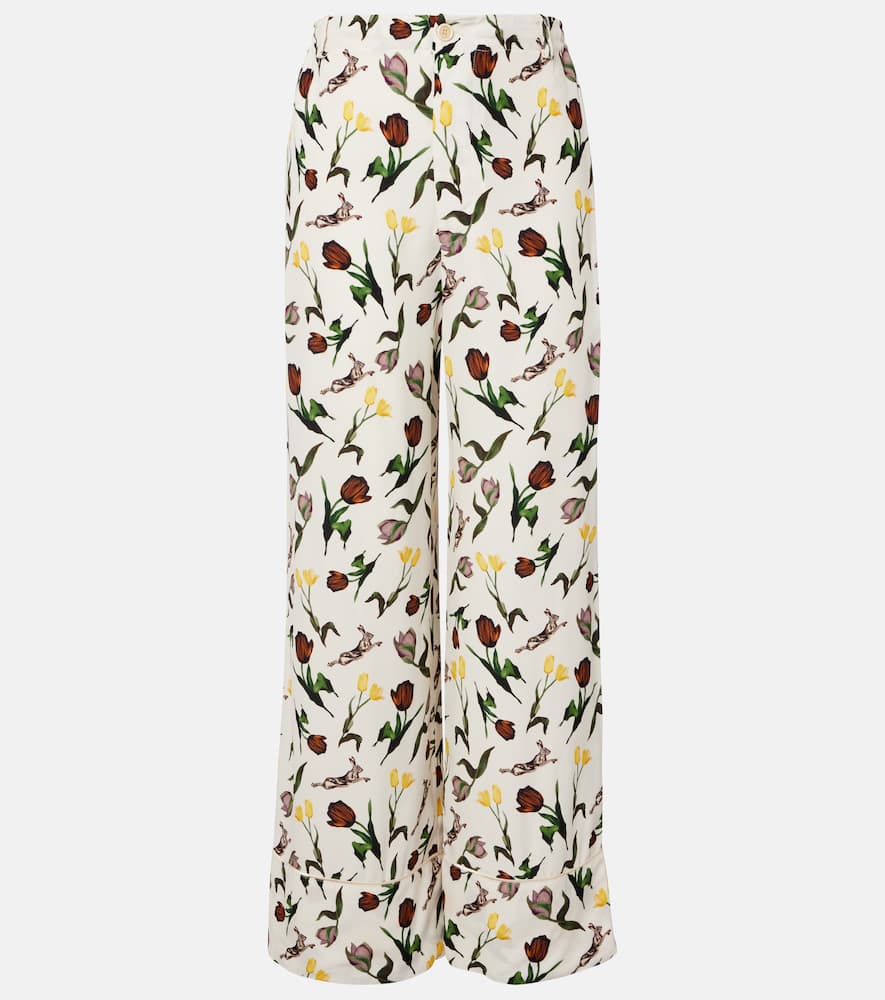 Printed silk palazzo pants