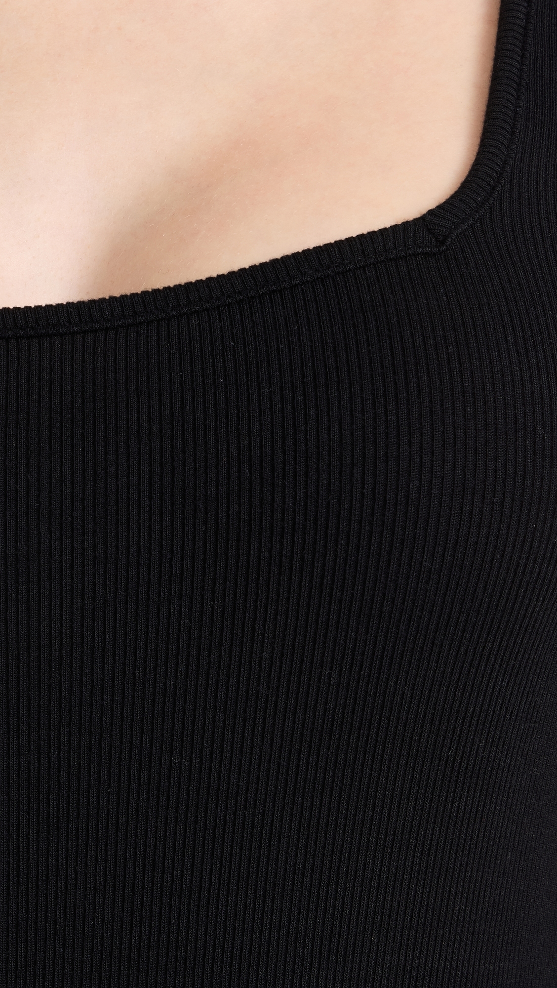 Ambitionist 여성 Ribbed Square Neck Tank Bodysuit Black 