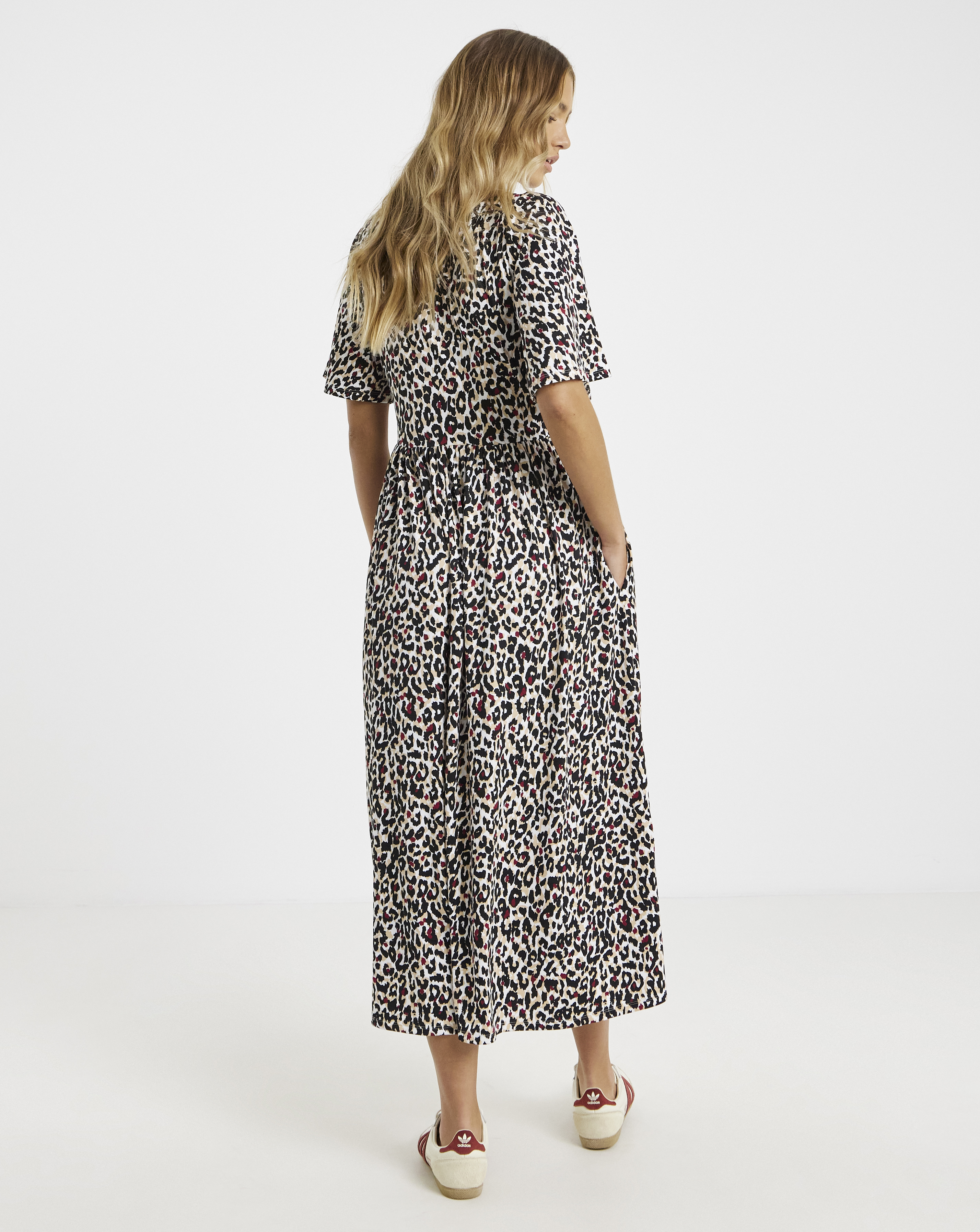 Leopard Supersoft Boat Neck Midi Dre
