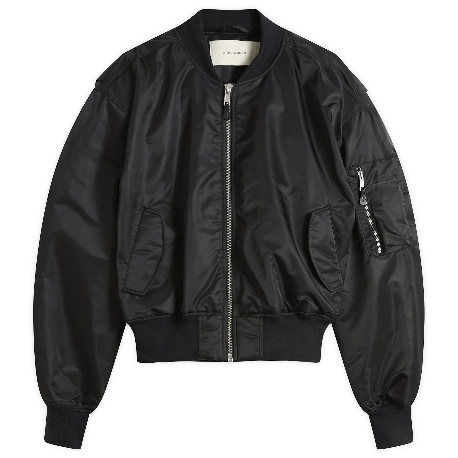 Men's Cropped Broad Bomber Jacket in Oil