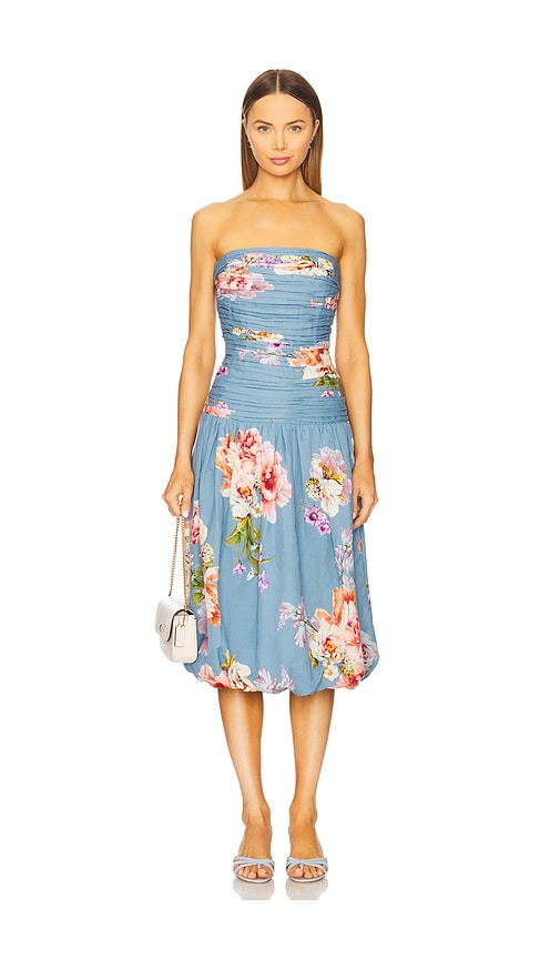 HEMANT AND NANDITA MIDI-KLEID DRESS in Blue. Größe XS. Also in L, M