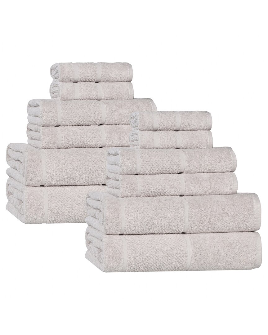 Mile Smart Twist Cotton Medium Weight Solid Broad Border 12pc Towel  Set
