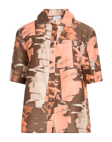 Woman Shirt Salmon pink Size 8 Cotton, Silk