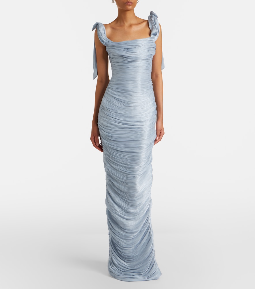 Pleated taffeta gown